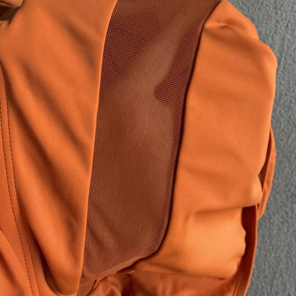 Cupshe Swimsuit Womens 3X Orange Mesh Panel One Piece Adjustable Strap NWT